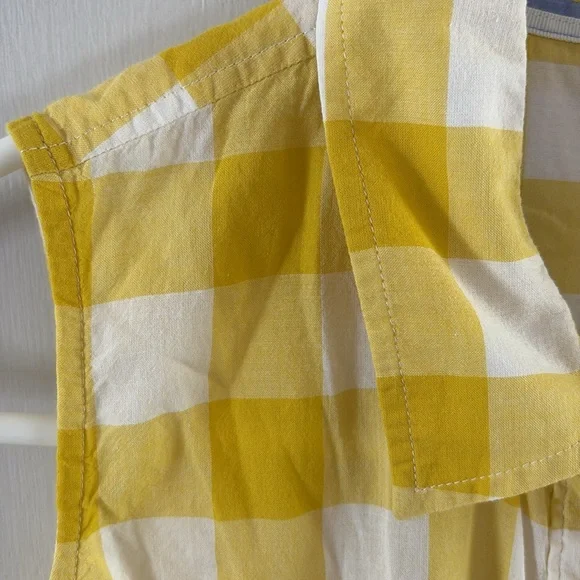 Boden  bright yellow white gingham fitted sleeveless blouse shirt Size 8 - Picture 3 of 7